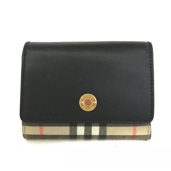 BURBERRY Nova Check Canvas Leather Trifold Wallet - Picture 1 of 8